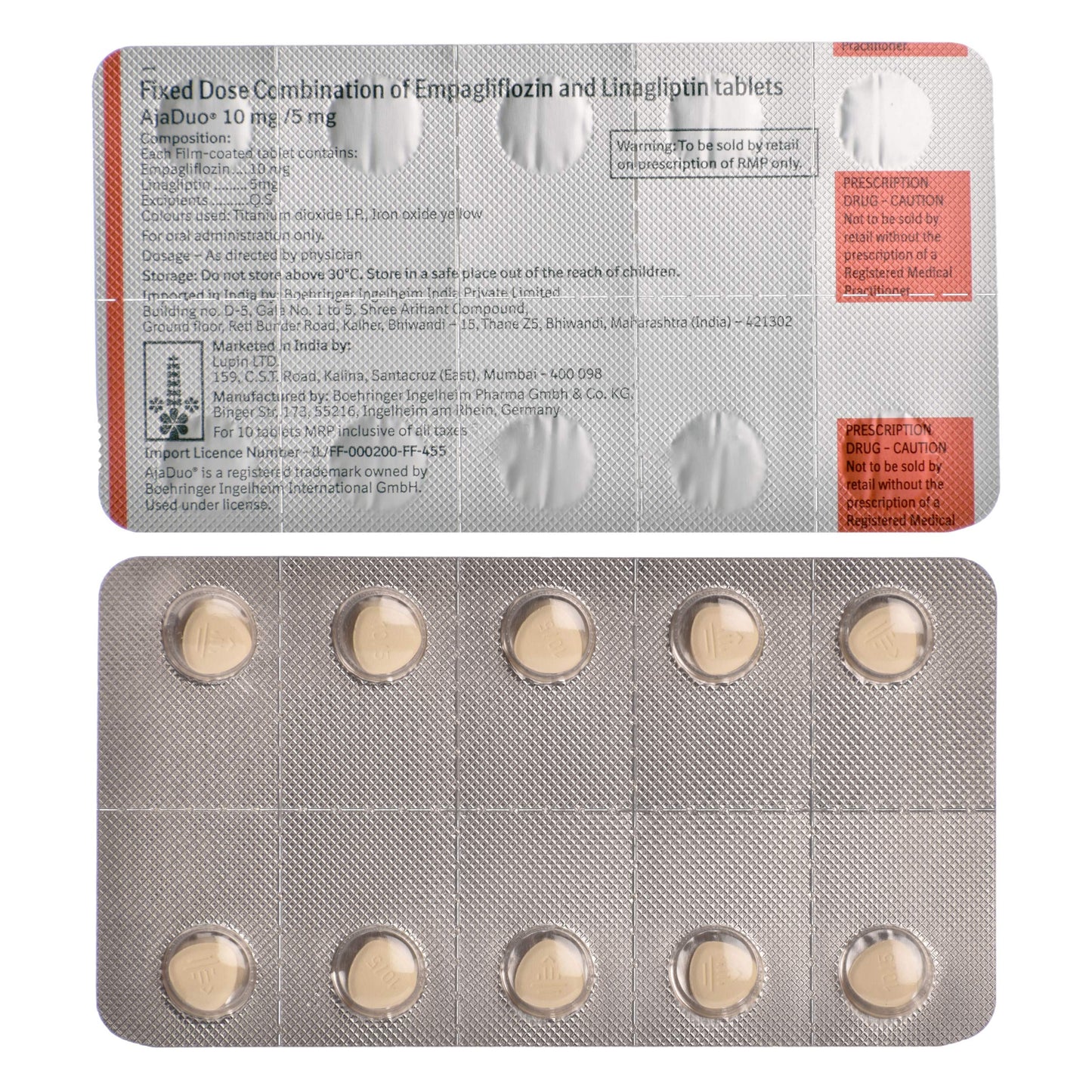 Ajaduo 10 Mg/5 Mg - Strip of 10 Tablets